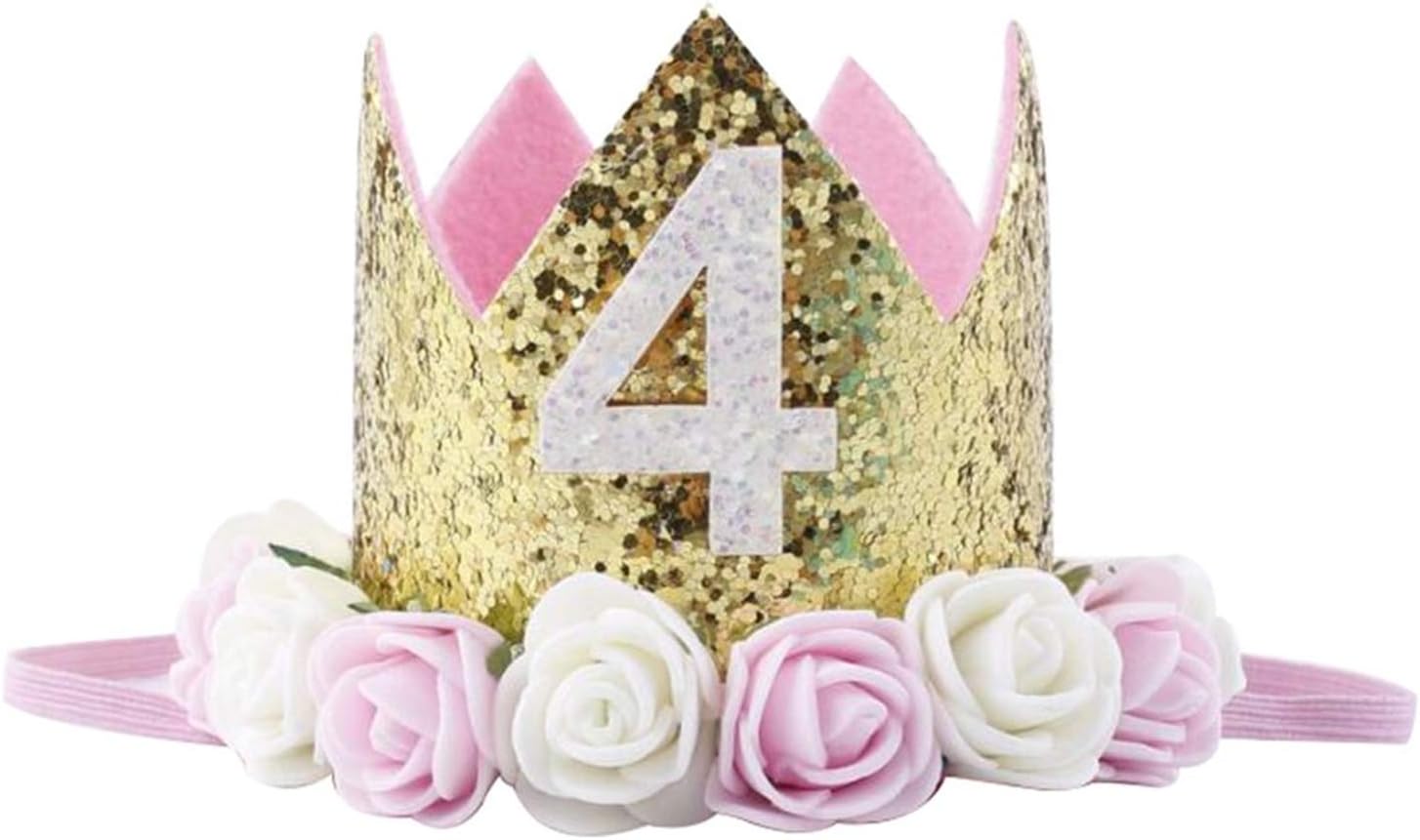 Baby Princess Crown"4" Tiara Kids First Birthday Hat Sparkle Gold