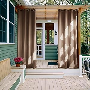 NICETOWN Patio Outdoor Curtain Waterproof, Thermal Insulated Rustproof Grommet Blackout Indoor Outdoor Living Divider…