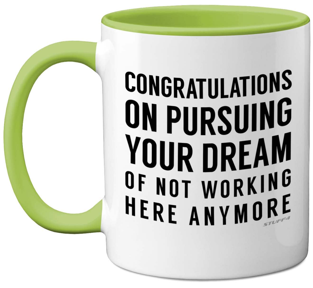 Funny Leaving Gifts Mug for Colleagues Women Friends Boss - Congratulations on Pursuing Your Dream - New Job Gifts for Men, Co Worker Leaving Gift, 11oz Green Ceramic Mugs Dishwasher Safe