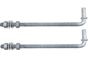 Dailydanny J-Bolt Post Hinge with 5/8" Hinge Pin Galvanized Post Gate Hinge for Chain Link Fence, Washers & Nuts Included (12" (2 Pcs))