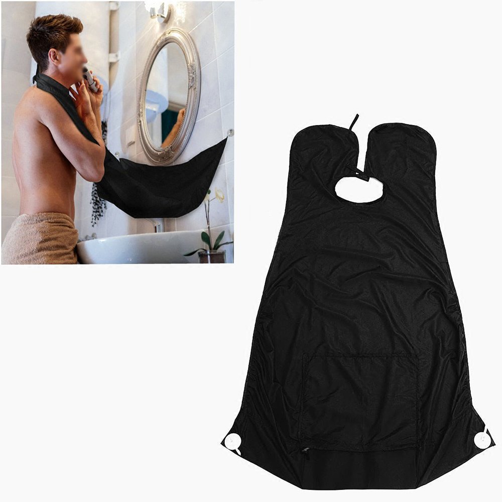 Zinnor Beard Bib, Shaving Bib with 2 Pcs Sucker Hook, Beard Bib Black, Barber Cloak, Repair Beard Shape Cloth, Gift for Bearded Men for Beard Trimming at Home or Travel