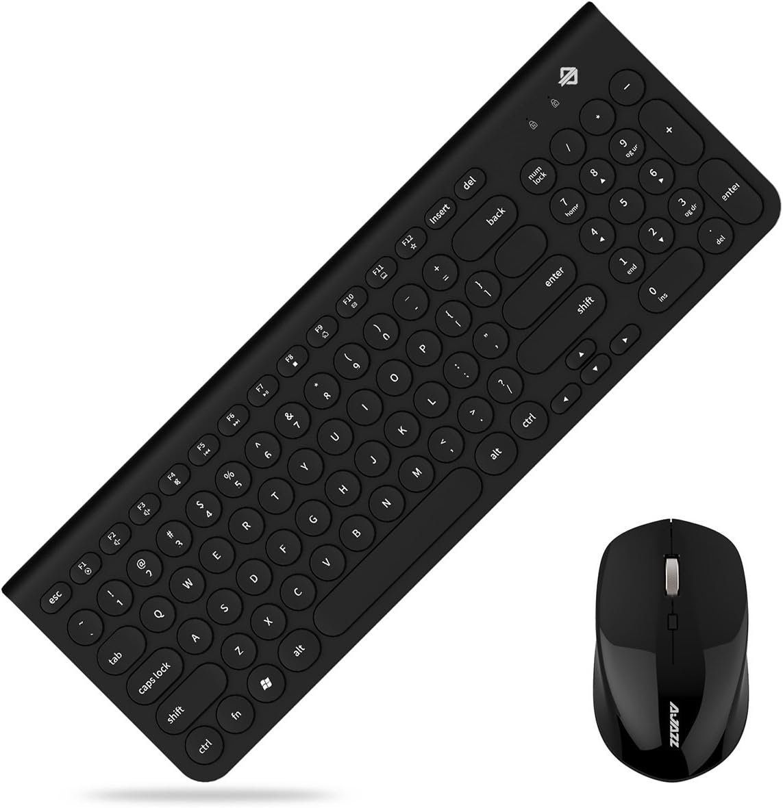 LexonElec Wireless Keyboard Mouse Combo Ajazz 352i 2.4GHz Cordless Retro Punk Ultra Slim Silent Mute Usb Multimedia Ergonomic Keypad Mouse Sets Optical 1600DPI 4 Buttons for Laptop Computer (Black)