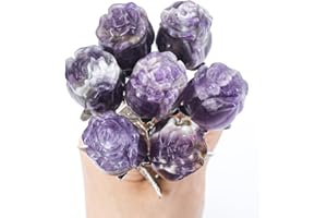 GENERIC Natural Dream Amethyst Crystal Rose Flower Sculpture - Handcrafted for Home Decor, Healing Crystals & Energy Work, Valentine's Day Gift for Her/Him