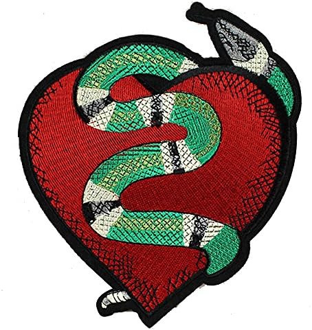 Red heart snake Embroidered Applique Patch Vintage Animal Patch T-shirt Jeans Decoration Patch DIY Garment Accessories(Snake)