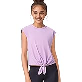 HASMES Girls Crop Tops Cute Athletic Shirts Tank Tops Sleeveless T-Shirt for Dance Yoga Cheer 7-14Y