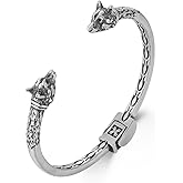 HZMAN Viking Wolf Head Bracelet for Men Retro Stainless Steel Cuff Bracelet Jewelry Gift