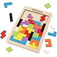 Coogam Wooden Blocks Puzzle Brain Teasers Toy Tangram Jigsaw Intelligence Colorful 3D Russian Blocks Game STEM Montessori Edu