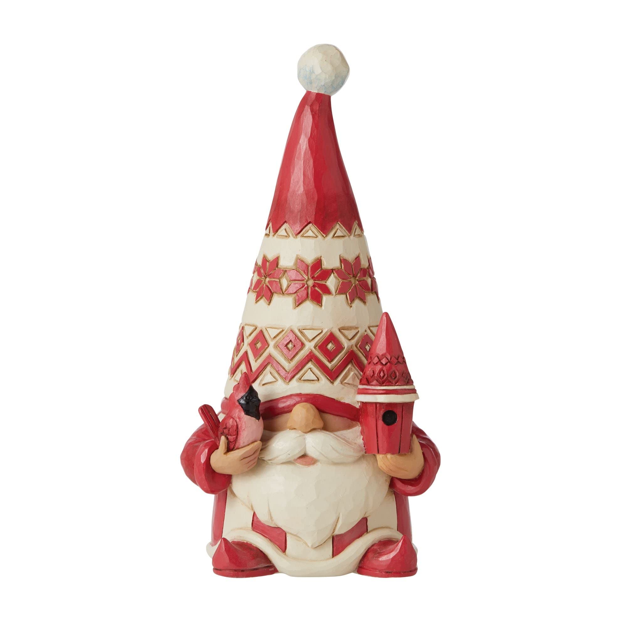 Jim Shor Heartwood Creek - Gnome with Birdhouse and Cardinal Figurine
