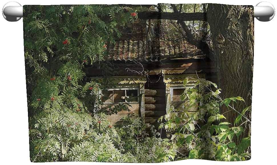 DUCKIL Cute Hand Towels Rustic Home Decor Cute Oak Cottage in Bushes Ferns Wood Land Camouflage of Nature Theme Popular Bath Towels 23 x 8 inch Green Brown