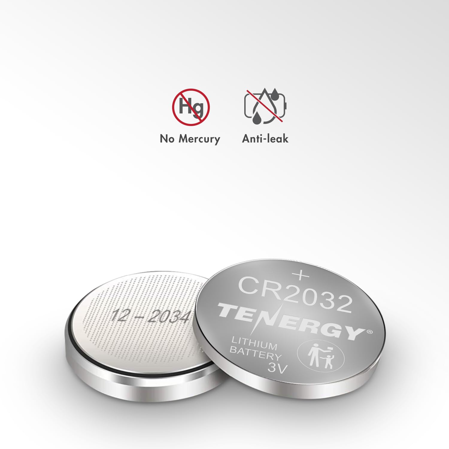 Tenergy 3V CR2032 Batteries, Lithium Button Coin Cell 2032 Battery, Compatible with AirTags, Key FOBs, Calculators, Coin Counters, Watches, Heart Rate Monitors, Glucometer, and More, 10 Count