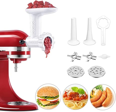 Amazon Com Antree Food Meat Grinder Attachment For Kitchenaid Stand Mixer Including Sausage Stuffer Accessories Kitchen Dining