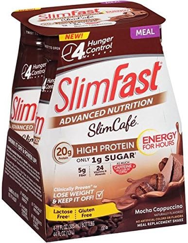 Slim Fast Advanced Nutrition Slim Cafe Shake, Mocha Cappuccino, 4 Little Bottles (Pack of 2)