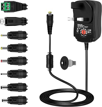 Etopgo Universal Power Adapter 12W 3-12V 1A with 8 Tips, DC Plug 5.5x2.1mm