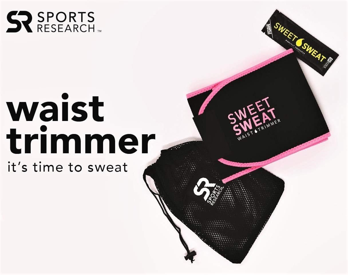 Sweet Sweat Premium Waist Trimmer (Pink Logo) for Men & Women ~ Includes Free Sample of Sweet Sweat Gel!: Clothing