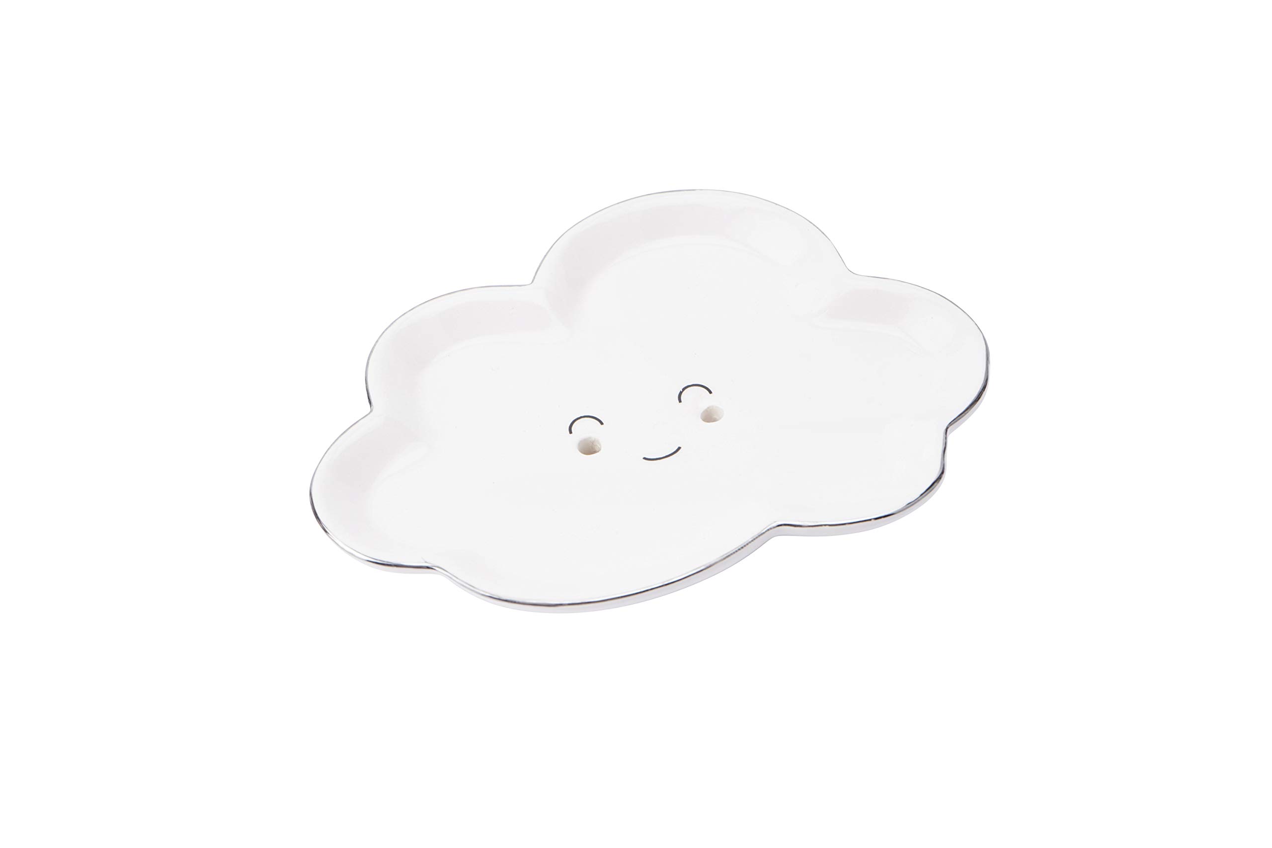 Cloud Smiling Soap Dish | Traditional Self Standing Raising Soap Bar Holder | Gift Box | White | Bathroom Sink | Cloud Nine by CGB Giftware | GB04724