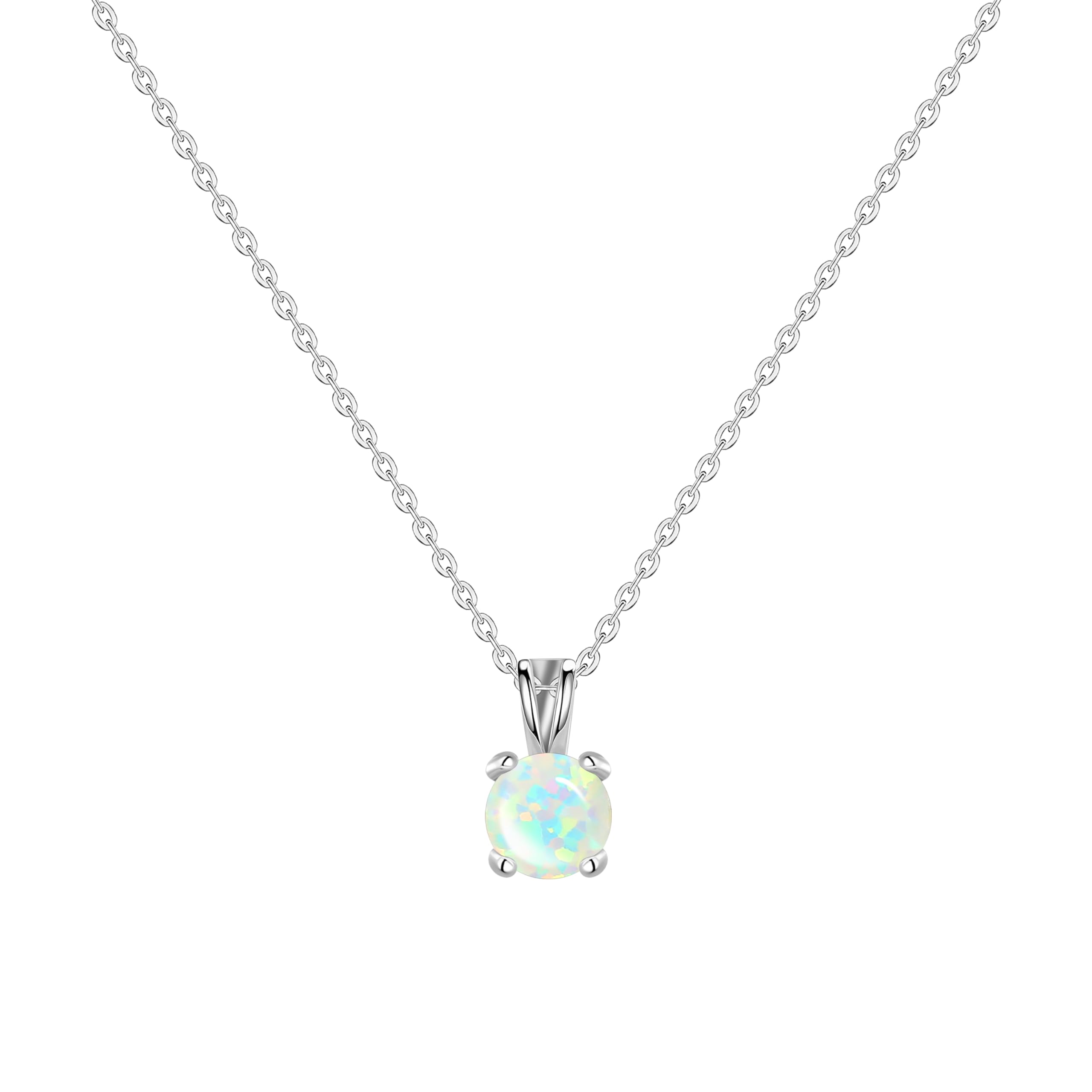 KristLand Moonlight Collection S925 Silver Necklace with Opal Simple Design Delicate Round Pendant for Women Girlfriend Wife Daughter Gift Box Opal — image 1