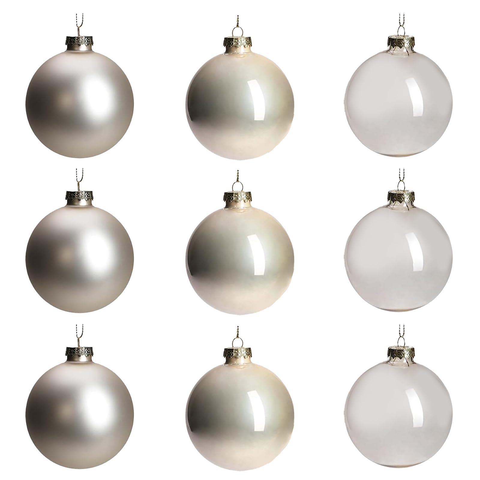 Photo 1 of ***(MISSING 1)***DN DECONATION Glass Christmas Hanging Ball Ornaments Set of 9, 3.15” Champagne Christmas Ornaments, Christmas Decorative Baubles for Xmas Tree Decoration, Holiday, Wedding Party Gift Decor