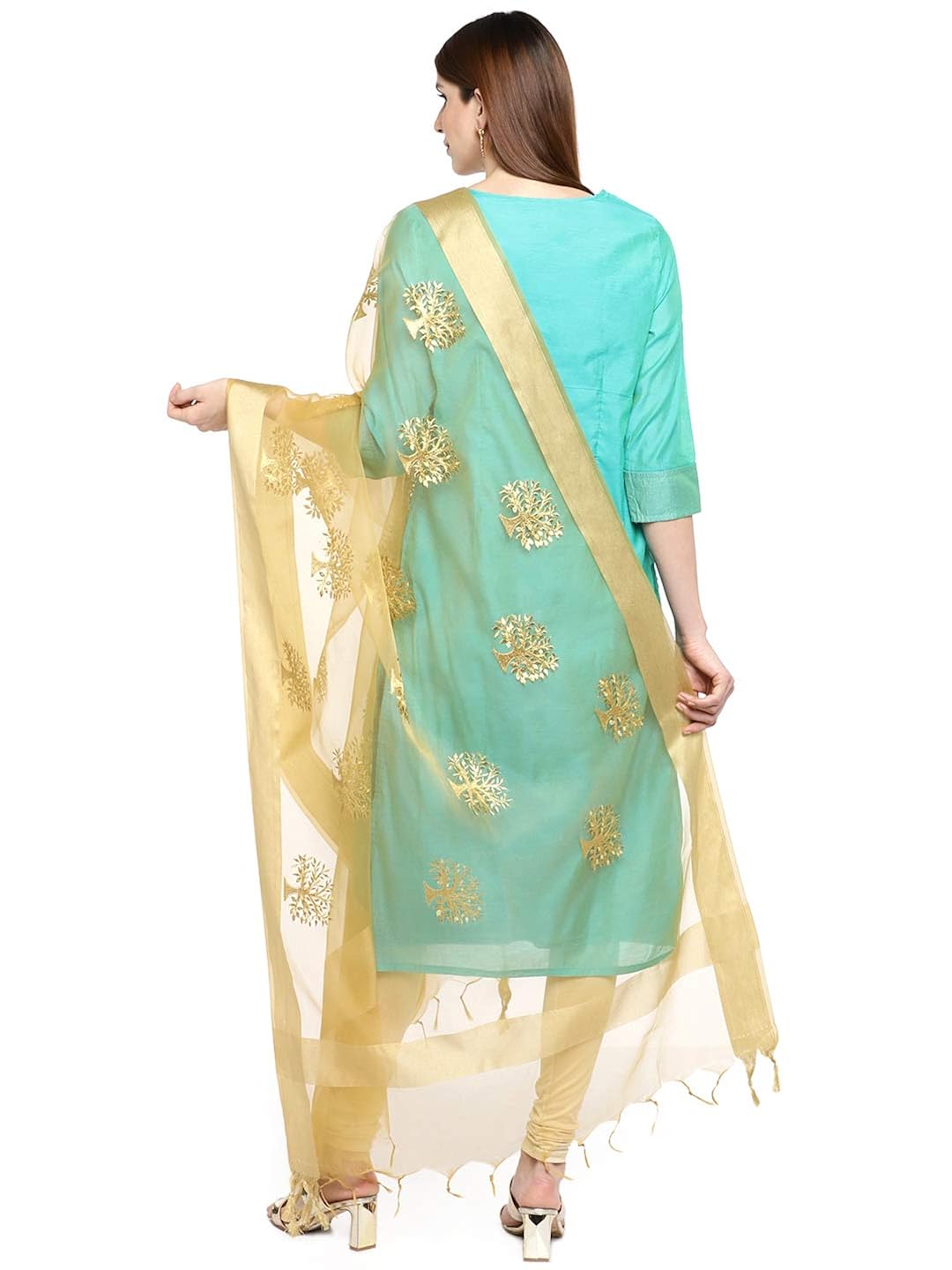 dupatta bazaar woman's organza dupatta with gold embroidery.