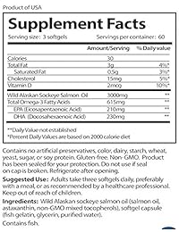 Vital elección Wild Alaskan Sockeye Salmon Aceite, omega-3, 1000 mg, 180-count