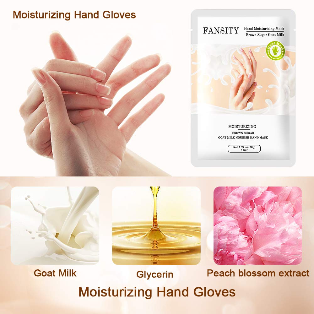 FANSITY 5 Pack Moisturizer Hands Mask of Mother's Day gift, Infused Goat Milk Natural Therapy Hand Spa Mask ,Improve for Dry, Cracked Skin Hands Moisturizing Gloves, Repair Rough Skin for Women&Men: Beauty