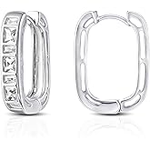Small Chunky Silver Hoop Earrings Hypoallergenic Cubic Zirconia Huggie Hoops Earrings for Jewelry Gifts Minimalist Square Hoop Earrings for Women