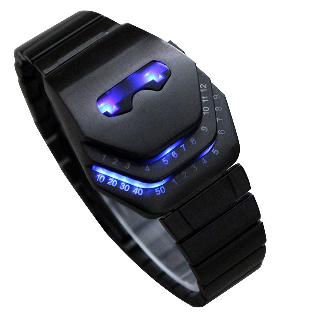 Soleasy Men's Peculiar Cool Gadgets Interesting Amazing Snake Head Design Blue LED Watches with Stainless Steel Strap WTH8021