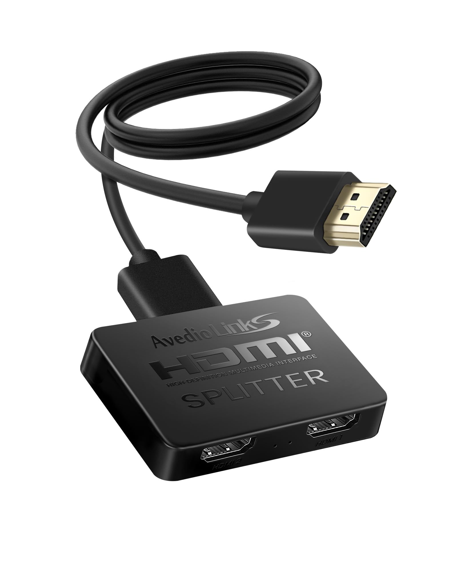 HDMI Splitter 1 In 2 Out, HDMI Splitter for Dual Monitors with 3.9FT hdmi Cable【Not Extend, Just Duplicate/Mirror Screens】1x2 Hdmi splitter 1 to 2 Amplifier for 4K@30HZ Full HD 1080P 3D