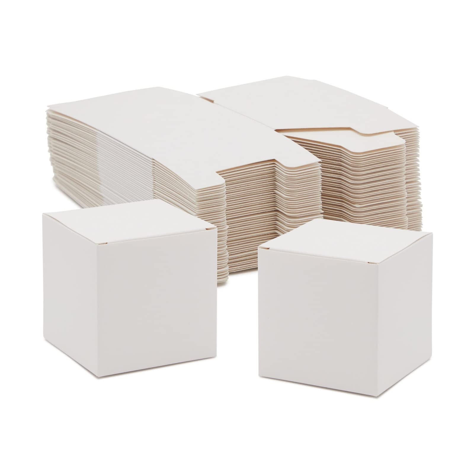 100-Pack Small White Gift Boxes with Lids for Party Favor, 7.7 x 7.6 x 7.6 cm