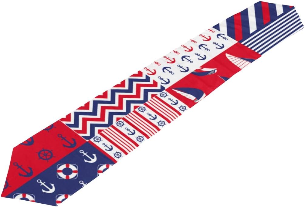 GraciasU Table Runner Nautical Elements For Birthday Party Wedding Kitchen Dining 33x177cm-13x70 inch