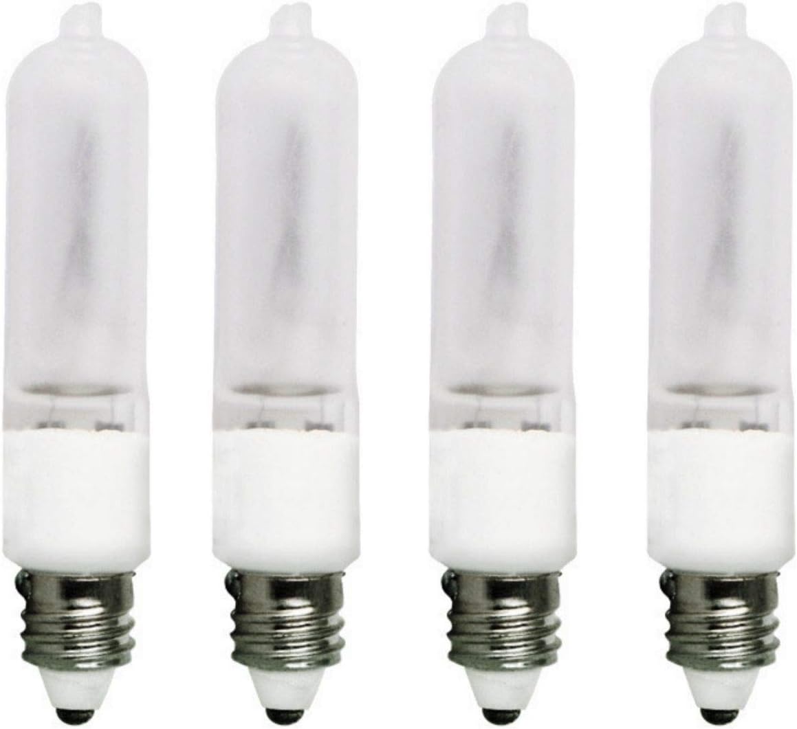 Sterl Lighting - Pack of 4 T4 Frosted Pendant Light Halogen Bulbs, 75 Watts, 120 Volts, E11 Mini Candelabra Base, 2700K, 1000 Lumens