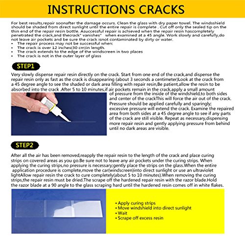 DIY Car Windshield Repair Tool Kit Set for Auto Window Glass Windscreen Chip Crack (White) - Thumbnail 2