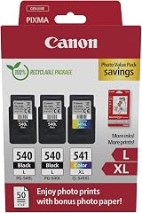 Canon PG-540L XL Twin Black CL-541XL Colour Ink Cartridges + 50pc Photo Paper view 1