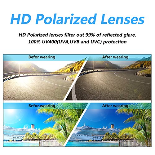 PUKCLAR Sunglasses Men Polarized Lightweight TR90 Frame UV400 Spring Hinges Sunglasses