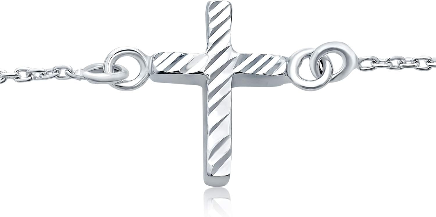 Amazon ブリングジュエリー シルバー925製 サイドクロス 十字架 クロス アンクレット 23cmから25 4cm アジャスター付 アンクレット 通販