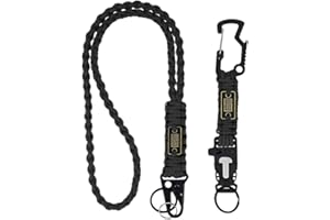 Elm Ray 2 Pcs Braided Paracord Keychain Lanyard with USA Flag,5-in-1 Paracord Carabiner Keychain Clip for Outdoor Activities