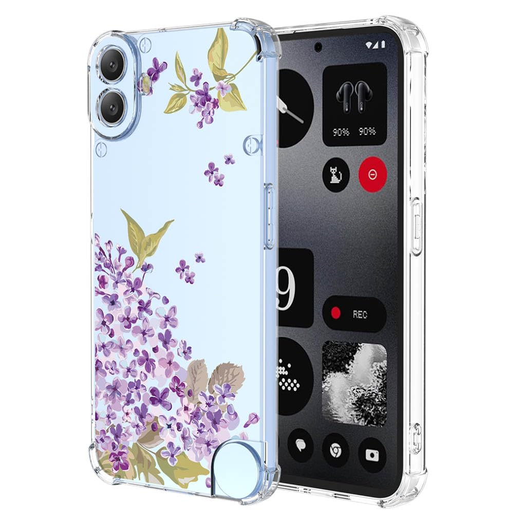SEAHAI Case for CMF Phone 1, Ultra Thin Soft Silicone Clear Back TPU Bumper Shockproof Cover Fashion Flowers Graphic Colorful Skin Slim Case - Cherry blossom