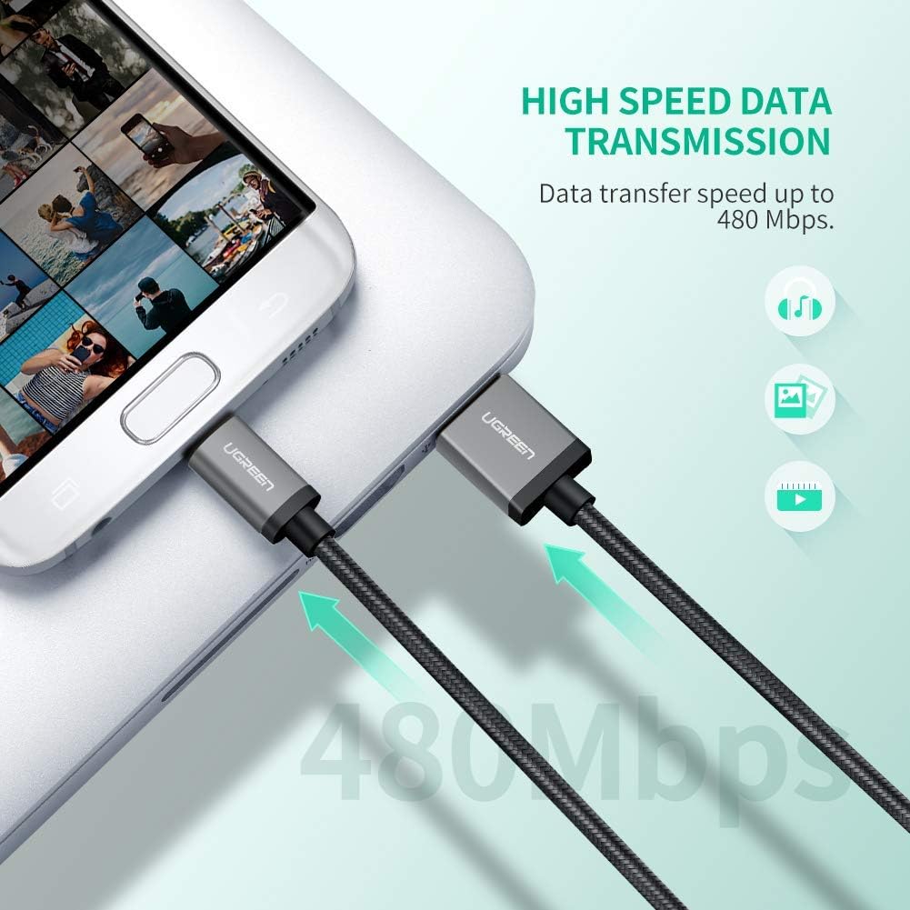 UGREEN Micro USB Cable 2A USB to Micro USB Fast Charge Cable Compatible with Galaxy S7, S6, S5, A10, Huawei Y9, Y7, Y6 - Image 4