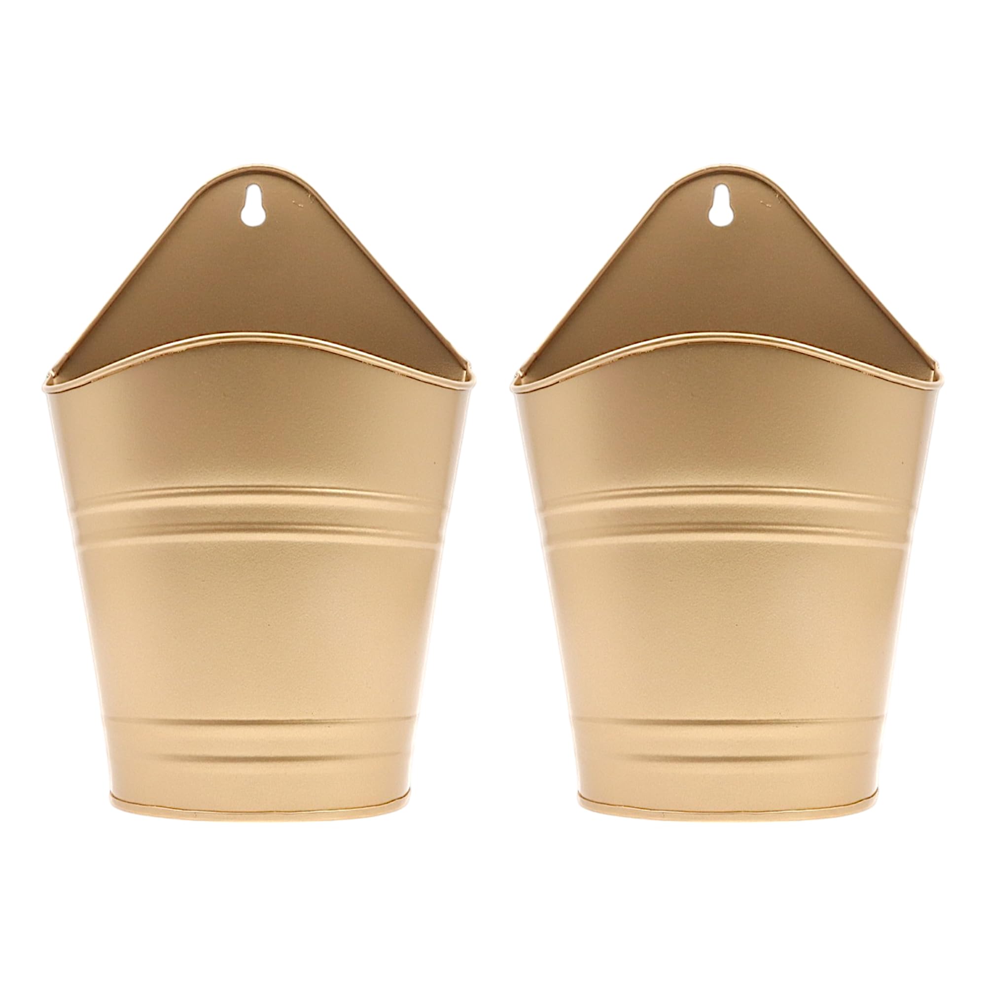 Photo 1 of Hosley Set of 2 Gold Wall Planter with PVC Linner 6.25" L x 4" W x 10" H, Ideal Gift for Floral Arrangements Wedding Home Office Party DIY Indoor Outdoor Garden Patio