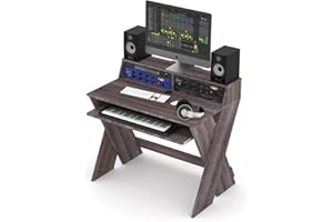 Glorious Sound Desk Compact Professional Studio Workstation with Pull-out Keyboard Compartment (Walnut)