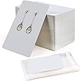 Coopay 120 Pieces Earring Necklace Display Cards Jewelry Holder Cards Paper Tags with 120 Self-Sealing Bags for Ear Studs Pendants Necklaces Jewelry Display, White Color, 3.5 x 2.4 Inches