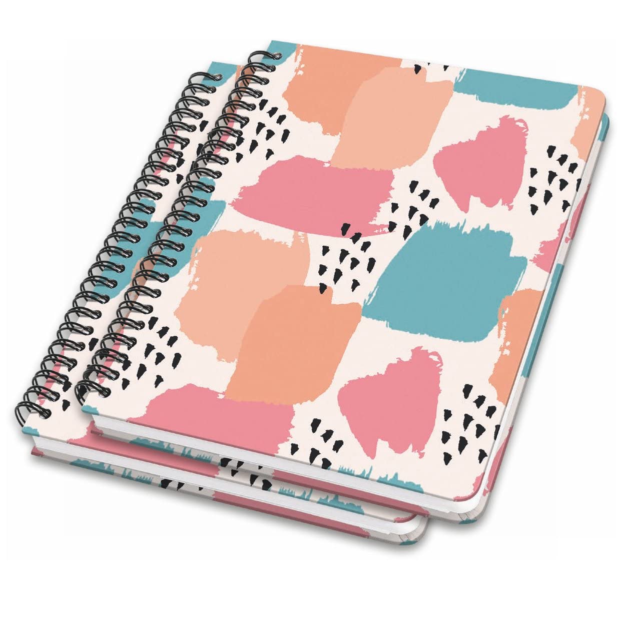 SIGEL JN610 Spiral notebook basic, A5, dotted, hardover, brush marks pattern, pastel/Orange/Pink/Green, 2 Pieces - Jolie