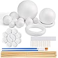 47PCS Solar System Model Foam Ball Kit Includes 10 Sizes Polystyrene Spheres Balls, Bamboo Sticks, Blank Toothpick Flags, Brushes, Paint Tray Palette for School Science Projects
