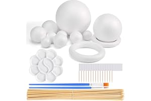 OURTRONESS 47PCS Solar System Model Foam Ball Kit Includes 10 Sizes Polystyrene Spheres Balls, Bamboo Sticks, Blank Toothpick Flags, Brushes, Paint Tray Palette for School Science Projects