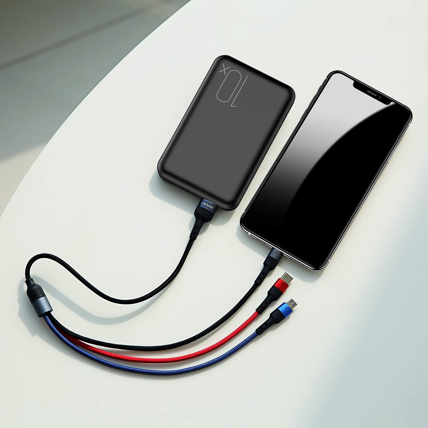 Multi USB Cable, 1ft Multi Charger Cable USAMS 2Pack Short Multi Charging Cable Nylon Braided 3 in 1 Charging Cable Adapter with Type-C,Micro USB Port Connectors for Cell Phones and More (1FT): Home Audio & Theater