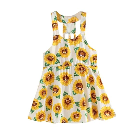 Hirolan Kinderbekleidung Baby Blumenkleid Säugling Sonnenblume Drucken Ärmellos Rückenfrei Outfits Kleider Sommer mädchenklei