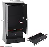 Vida Designs Riano 2 Door & 2 Drawer Wardrobe Black 170H x 76W x 53D view 9