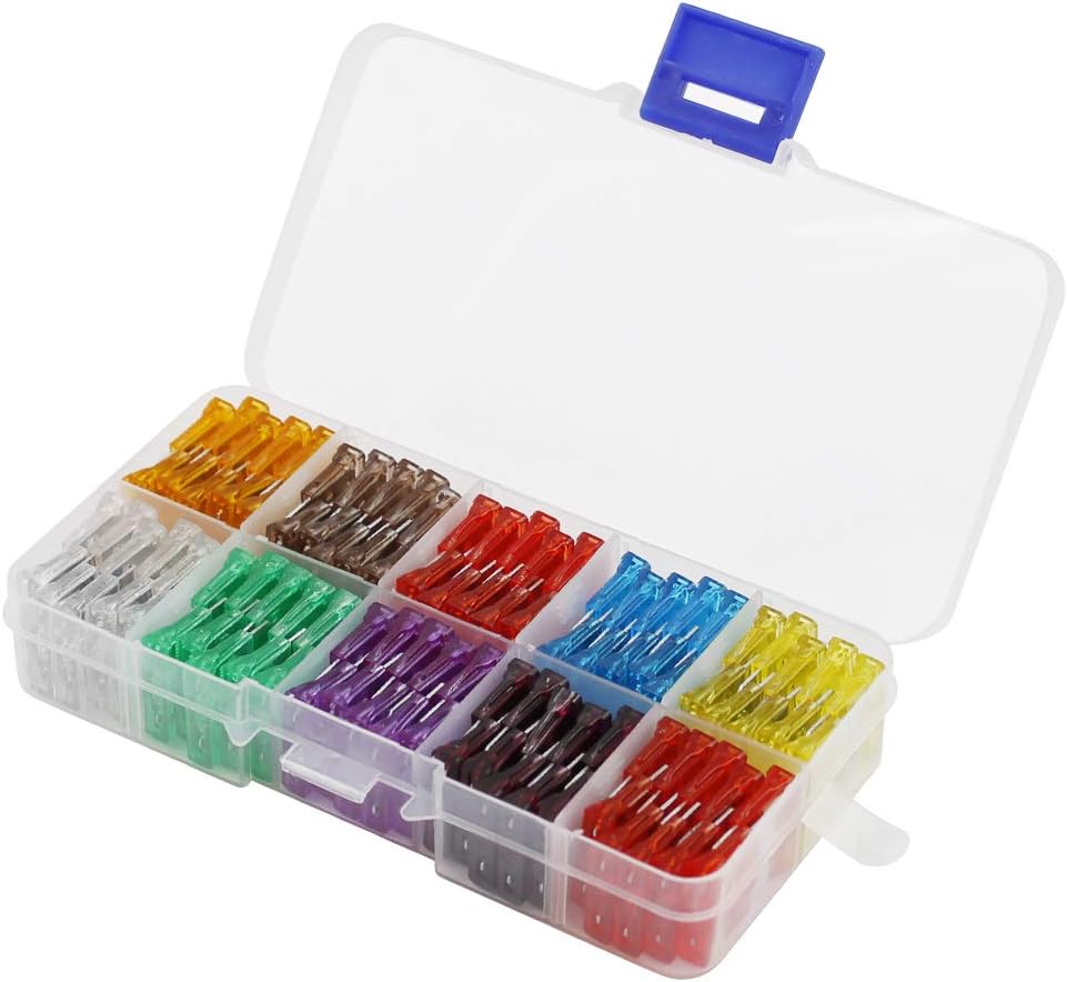 AHL 100pcs Auto Motorcycle Car Boat Truck Blade Fuse Box Assortment 5A 7.5A 10A 15A 20A 25A 30A 35A 40A 50A: Automotive