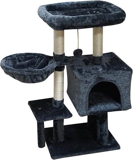 Amazon Com Fish Nap Us09yh Cat Tree Cat Tower Cat Condo Sisal Scratching Posts With Jump Platform Cat Furniture Activity Center Play House Grey Pet Supplies
