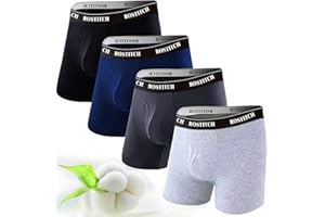 ROSTITCH Men's Boxer Briefs, Soft and Breathable Upgrade cotton men‘s underwear with Fly, Super elasticity mens underwear