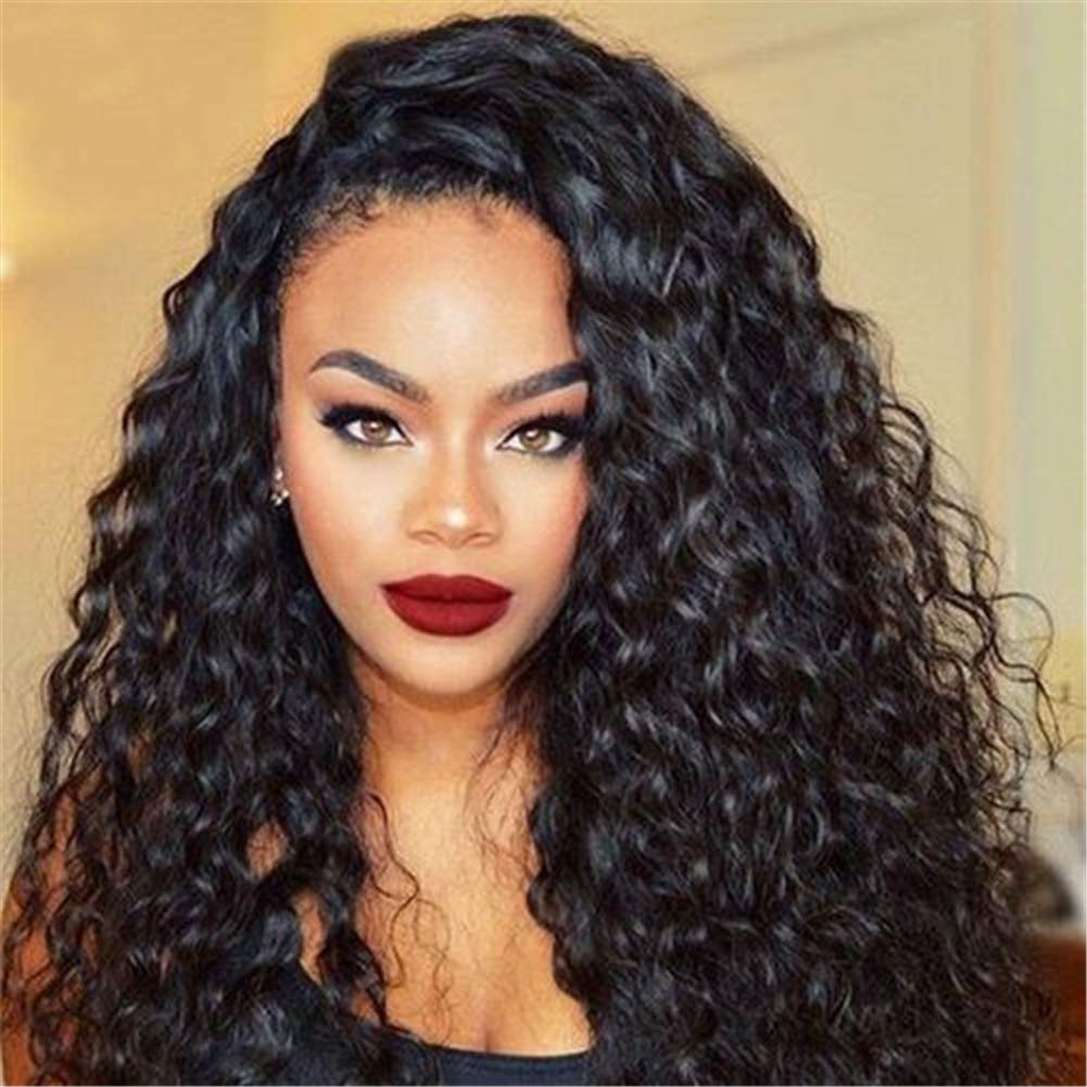 Peruvian Virgin Human Hair Lace Front Wigs Water Wave Glueless Wigs Curly Wigs Wet and Wavy with Baby Hair For Black Women (18 inch)